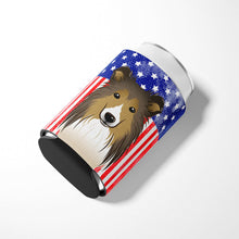 Load image into Gallery viewer, American Flag and Sheltie Can or Bottle Hugger BB2172CC