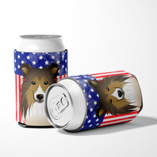 Load image into Gallery viewer, American Flag and Sheltie Can or Bottle Hugger BB2172CC