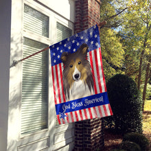 Load image into Gallery viewer, God Bless American Flag with Sheltie Flag Canvas House Size