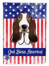 Load image into Gallery viewer, God Bless American Flag with Basset Hound Flag Canvas House Size BB2173CHF