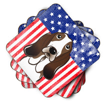 Load image into Gallery viewer, American Flag and Basset Hound Foam Coaster