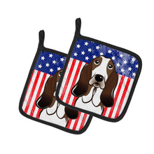 Load image into Gallery viewer, American Flag and Basset Hound Pot Holders - Set of 2 - Heat-Resistant Kitchen Essentials BB2173PTHD