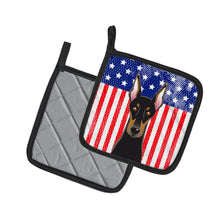Load image into Gallery viewer, American Flag and Doberman Pot Holders - Set of 2 - Heat-Resistant Kitchen Essentials BB2175PTHD