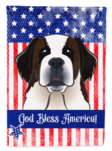 Load image into Gallery viewer, God Bless American Flag with Saint Bernard Flag Canvas House Size BB2176CHF