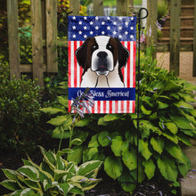 Load image into Gallery viewer, God Bless American Flag with Saint Bernard Garden Flag – Decorative Outdoor Yard Flag BB2176GF