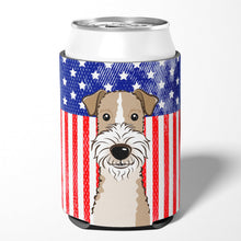 Load image into Gallery viewer, American Flag and Wire Haired Fox Terrier Can or Bottle Hugger BB2177CC