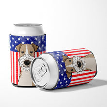 Load image into Gallery viewer, American Flag and Wire Haired Fox Terrier Can or Bottle Hugger BB2177CC