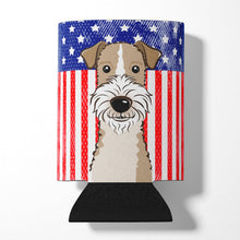 Load image into Gallery viewer, American Flag and Wire Haired Fox Terrier Can or Bottle Hugger BB2177CC