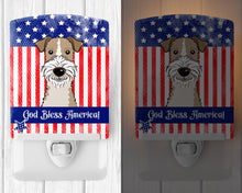 Load image into Gallery viewer, American Flag and Wire Haired Fox Terrier Ceramic Night Light BB2177CNL