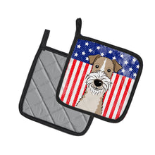 Load image into Gallery viewer, American Flag and Wire Haired Fox Terrier Pot Holders - Set of 2 - Heat-Resistant Kitchen Essentials BB2177PTHD