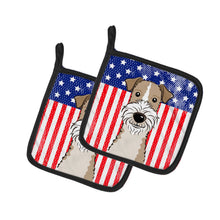 Load image into Gallery viewer, American Flag and Wire Haired Fox Terrier Pot Holders - Set of 2 - Heat-Resistant Kitchen Essentials BB2177PTHD