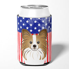 Load image into Gallery viewer, American Flag and Papillon Can or Bottle Hugger BB2178CC