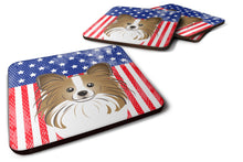 Load image into Gallery viewer, American Flag and Papillon Foam Coaster
