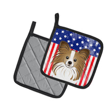 Load image into Gallery viewer, American Flag and Papillon Pot Holders - Set of 2 - Heat-Resistant Kitchen Essentials BB2178PTHD