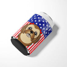 Load image into Gallery viewer, American Flag and Chocolate Brown Shih Tzu Can or Bottle Hugger BB2179CC