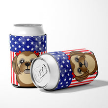 Load image into Gallery viewer, American Flag and Chocolate Brown Shih Tzu Can or Bottle Hugger BB2179CC