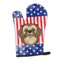 Load image into Gallery viewer, American Flag and Chocolate Brown Shih Tzu Oven Mitt BB2179OVMT