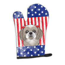 Load image into Gallery viewer, American Flag and Gray Silver Shih Tzu Oven Mitt BB2180OVMT