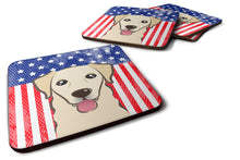 Load image into Gallery viewer, American Flag and Golden Retriever Foam Coaster