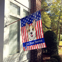 Load image into Gallery viewer, God Bless American Flag with Sable Corgi Flag Canvas House Size BB2183CHF