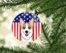 Load image into Gallery viewer, American Flag and Sable Corgi Ceramic Ornament BB2183CO1