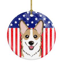 Load image into Gallery viewer, American Flag and Sable Corgi Ceramic Ornament BB2183CO1