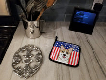 Load image into Gallery viewer, American Flag and Sable Corgi Pot Holders - Set of 2 - Heat-Resistant Kitchen Essentials BB2183PTHD