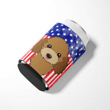 Load image into Gallery viewer, American Flag and Chocolate Brown Poodle Can or Bottle Hugger BB2186CC