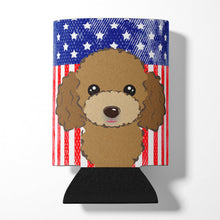 Load image into Gallery viewer, American Flag and Chocolate Brown Poodle Can or Bottle Hugger BB2186CC