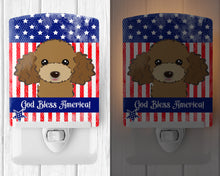Load image into Gallery viewer, American Flag and Chocolate Brown Poodle Ceramic Night Light BB2186CNL