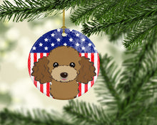 Load image into Gallery viewer, American Flag and Chocolate Brown Poodle Ceramic Ornament BB2186CO1
