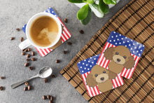 Load image into Gallery viewer, American Flag and Chocolate Brown Poodle Foam Coaster