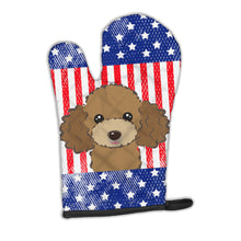 Load image into Gallery viewer, American Flag and Chocolate Brown Poodle Oven Mitt BB2186OVMT