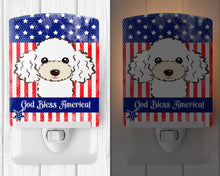 Load image into Gallery viewer, American Flag and White Poodle Ceramic Night Light BB2187CNL