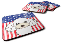 Load image into Gallery viewer, American Flag and White Poodle Foam Coaster