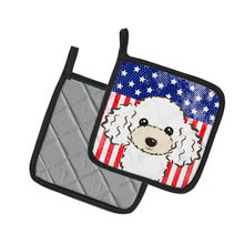 Load image into Gallery viewer, American Flag and White Poodle Pot Holders - Set of 2 - Heat-Resistant Kitchen Essentials BB2187PTHD
