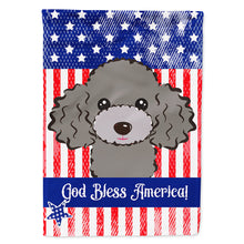 Load image into Gallery viewer, God Bless American Flag with Silver Gray Poodle Flag Canvas House Size BB2189CHF