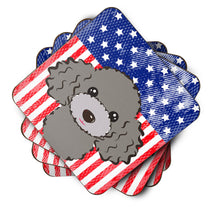 Load image into Gallery viewer, American Flag and Silver Gray Poodle Foam Coaster