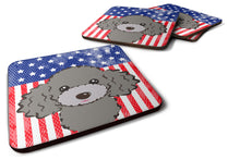 Load image into Gallery viewer, American Flag and Silver Gray Poodle Foam Coaster