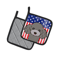 Load image into Gallery viewer, American Flag and Silver Gray Poodle Pot Holders - Set of 2 - Heat-Resistant Kitchen Essentials BB2189PTHD