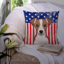 Load image into Gallery viewer, American Flag and Jack Russell Terrier Throw Pillow - 14x14 Decorative Pillow – Art for Your Home &amp; Patio BB2190PW1414