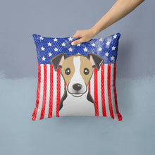 Load image into Gallery viewer, American Flag and Jack Russell Terrier Throw Pillow - 14x14 Decorative Pillow – Art for Your Home &amp; Patio BB2191PW1414