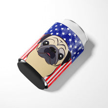 Load image into Gallery viewer, American Flag and Fawn Pug Can or Bottle Hugger BB2192CC