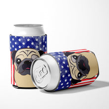 Load image into Gallery viewer, American Flag and Fawn Pug Can or Bottle Hugger BB2192CC