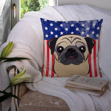 Load image into Gallery viewer, American Flag and Fawn Pug Throw Pillow - 14x14 Decorative Pillow – Art for Your Home &amp; Patio BB2192PW1414