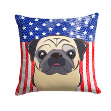 Load image into Gallery viewer, American Flag and Fawn Pug Throw Pillow - 14x14 Decorative Pillow – Art for Your Home &amp; Patio BB2192PW1414
