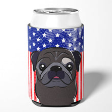 Load image into Gallery viewer, American Flag and Black Pug Can or Bottle Hugger BB2193CC