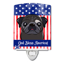 Load image into Gallery viewer, American Flag and Black Pug Ceramic Night Light BB2193CNL
