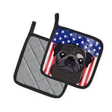 Load image into Gallery viewer, American Flag and Black Pug Pot Holders - Set of 2 - Heat-Resistant Kitchen Essentials BB2193PTHD