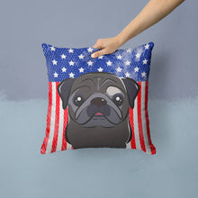 Load image into Gallery viewer, American Flag and Black Pug Throw Pillow - 14x14 Decorative Pillow – Art for Your Home &amp; Patio BB2193PW1414